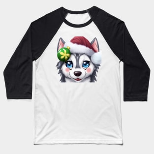 Cute Husky Drawing Baseball T-Shirt